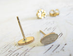 Gold Minimalist Oval Smooth Stud Earrings