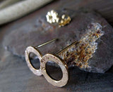 Gold Hammered Ring Donut Stud Earrings