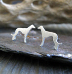 Greyhound dog stud earrings handmade in sterling silver or 14k gold