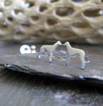 Greyhound dog stud earrings handmade in sterling silver or 14k gold