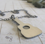 Dainty Guitar pendant necklace handmade in sterling silver