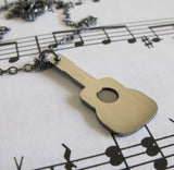 Dainty Guitar pendant necklace handmade in sterling silver