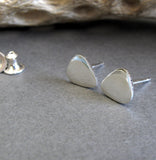 Small guitar pick stud earrings handmade in sterling silver or 14k gold
