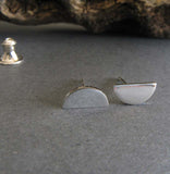 Half Circle Moon Modern stud earrings handmade in sterling silver or 14k gold