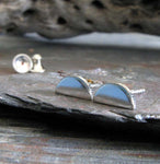 Half Circle Moon Modern stud earrings handmade in sterling silver or 14k gold