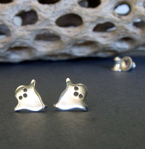 Halloween ghost stud earrings cute sterling silver handmade jewelry