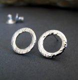 Hammered Ring Stud Earrings