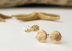 Solid 14k Yellow Gold Hammered Circle Earrings