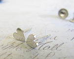 Heart Stud Earrings Hammered Sterling Silver Small