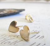 Heart Stud Gold Earrings ~ Large