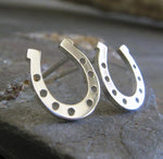Horseshoe Stud Earrings in Sterling Silver or 14k Gold