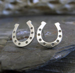 Horseshoe Stud Earrings in Sterling Silver or 14k Gold