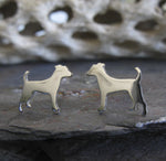 Jack Russell Terrier stud earrings in sterling silver dog silhouette jewelry