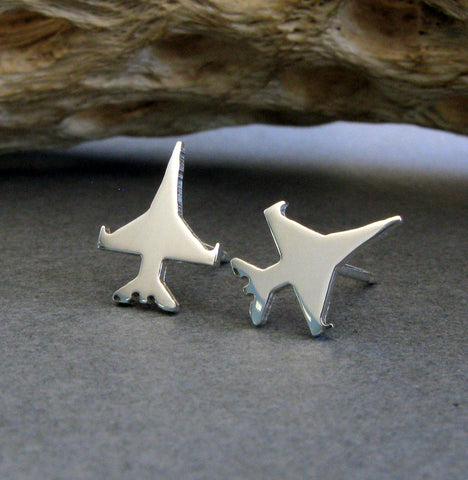 Jet Fighter F-16 Viper Military Aircraft Stud Earrings