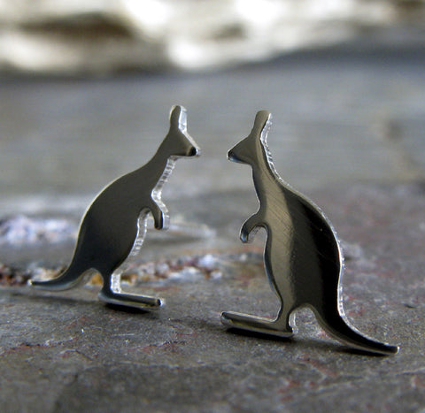 Kangaroo Earrings. Australia jewelry in sterling silver or 14k gold