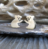 Koala Bear little stud earrings handmade in sterling silver or 14k gold