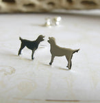 Labradoodle tiny dog stud earrings handmade in sterling silver or 14k gold