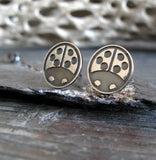 Ladybug beetle insect stud earrings handmade from sterling silver