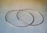 Large 2.5 Inch Handmade Hoop Earrings Sterling Silver