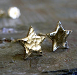 Large Star Textured Stud Earrings 14k Gold