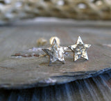 Large Star Textured Stud Earrings 14k Gold