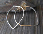 Leaf Tear Drop Handmade Hoop Earrings Sterling Silver