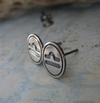 Libra zodiac sign sterling silver stud earrings