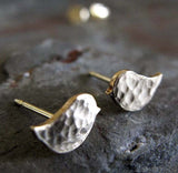 Little Bird Gold Stud Hammered Earrings