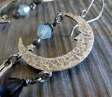 Little Girl Swinging from the Moon Long Dangle Earrings