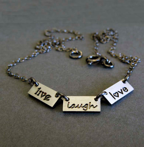 Live Laugh Love dainty handmade necklace sterling silver