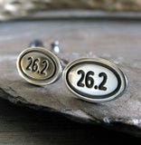 Marathon 26.2 sterling silver stud earrings handmade in the USA