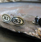 Marathon 26.2 sterling silver stud earrings handmade in the USA