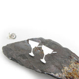 Margarita Glass Sterling Silver Stud Earrings on white background on gray stone