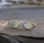 Marquise Shape Oval Stud Earrings in Sterling Silver or 14k Gold