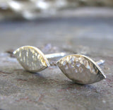 Marquise Shape Oval Stud Earrings in Sterling Silver or 14k Gold
