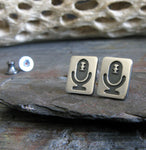 Vintage Microphone vocal coach stud earrings handmade in sterling silver