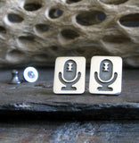 Vintage Microphone vocal coach stud earrings handmade in sterling silver