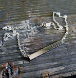 Minimalist Blessed bar necklace handcrafted in sterling silver