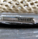 Minimalist Blessed bar necklace handcrafted in sterling silver