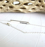 Minimalist Blessed bar necklace handcrafted in sterling silver