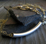 Minimalist dainty necklace mixed metals boho jewelry