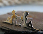 Mud Flap Girl Trucker Sterling Silver Stud Earrings