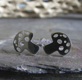 Mushroom stud earrings handmade in sterling silver or 14k gold
