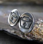 Nurse hat stud earrings.  Handmade sterling silver medical jewelry