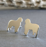 Old English Sheepdog stud earrings. Handmade in sterling silver or 14k gold