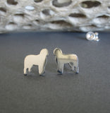 Old English Sheepdog stud earrings. Handmade in sterling silver or 14k gold