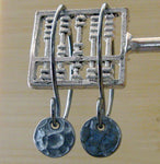 Dainty minimal dangle earrings oxidized sterling silver