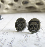 Panda Bear sterling silver stud earrings.  Handmade in the USA.