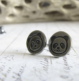 Panda Bear sterling silver stud earrings.  Handmade in the USA.