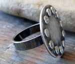 Personalized Sterling Silver Ring.  Oxidized and Brushed Revolver